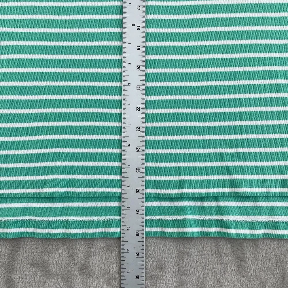 Polo Ralph Lauren Polo Shirt Men Large Aqua Green Striped‎ Orange Pony SS Preppy